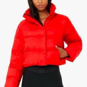 Alo Yoga Gold Rush Puffer in Cherry Red